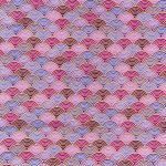 Stoff mit lila japanischen Wellenmuster und Goldakzente