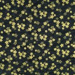 Stoff mit schwarzem japanischen Wellenmuster und goldenen Kirchblüten