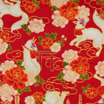 Roter Stoff mit japanischen Füchsen